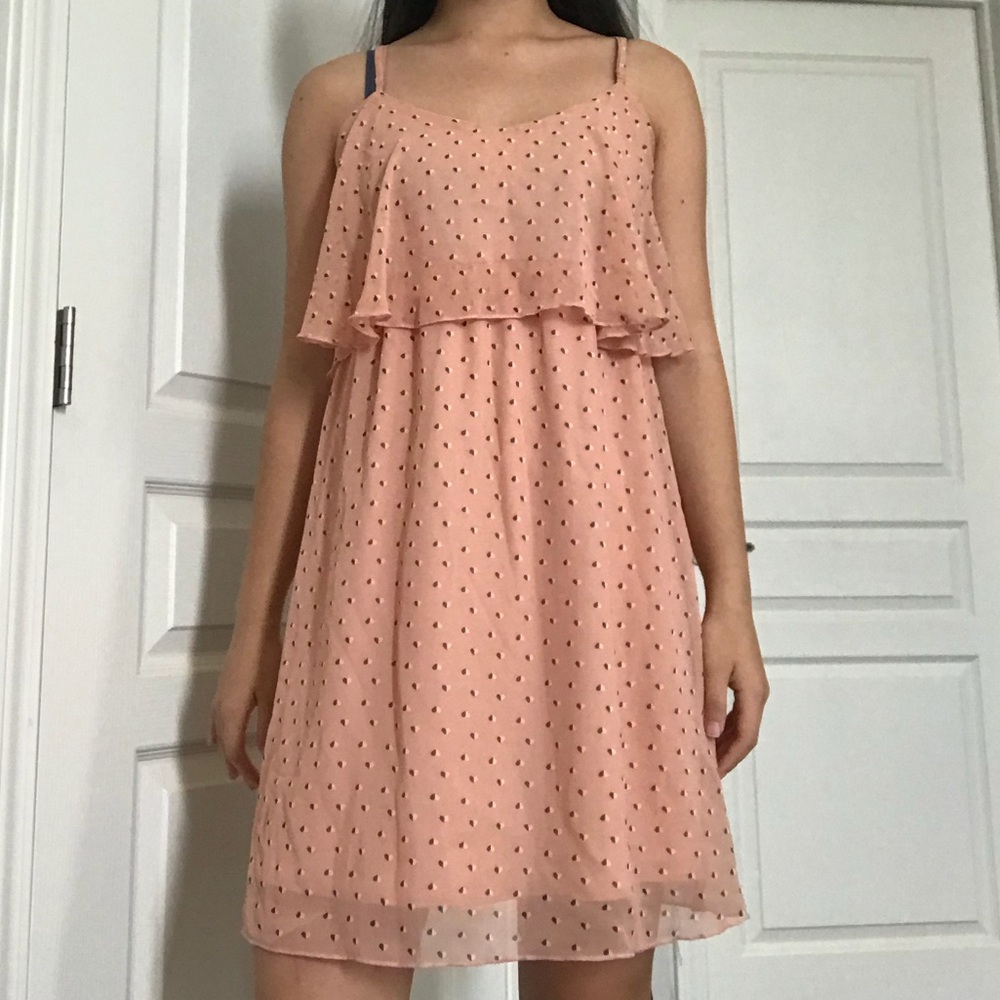 Charming Charlie Peach Flowy Dress with Hearts